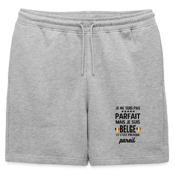 Cœur bicolore Minimal sur Noir belge  - Short de survêtement homme premium - gris chiné - Devant - AI Model Male 178 light (178cm)