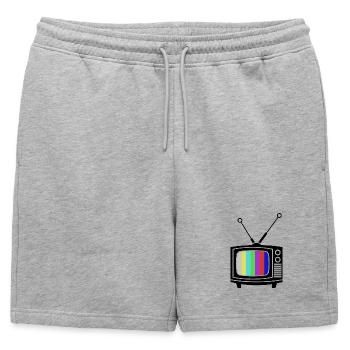Téléviseur rétro Téléviseur vintage - Short de survêtement homme premium - gris chiné - Devant - AI Model Male 178 light (178cm)