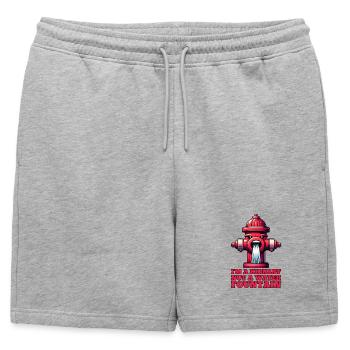 Je suis une bouche d’incendie, pas une fontaine d’eau ! - Short de survêtement homme premium - gris chiné - Devant - AI Model Male 178 light (178cm)