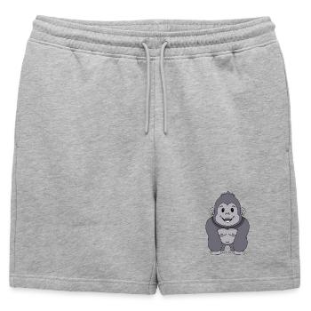 Singe gorille - Short de survêtement homme premium - gris chiné - Devant - AI Model Male 178 light (178cm)