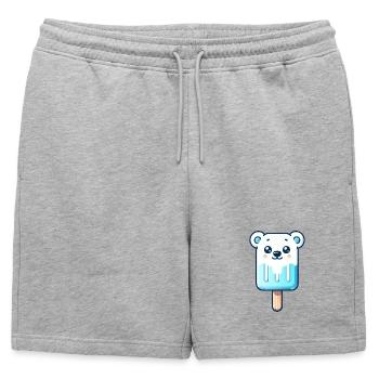 Une glace en forme d’ours polaire souriant - Short de survêtement homme premium - gris chiné - Devant - AI Model Male 178 light (178cm)