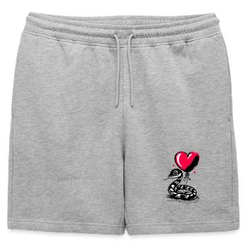 Serpent avec ballon coeur - Heartful Creatures - Short de survêtement homme premium - gris chiné - Devant - AI Model Male 178 light (178cm)