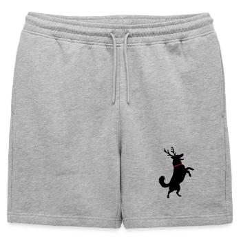 Chien avec des bois de renne - Funny Xmas Design - Short de survêtement homme premium - gris chiné - Devant - AI Model Male 178 light (178cm)