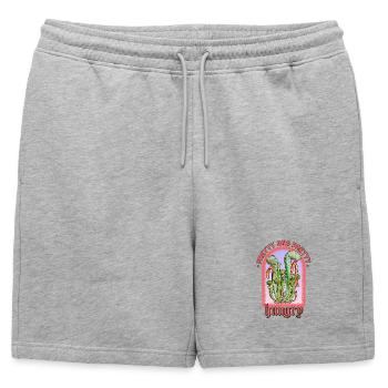 Plante jolie et assez affamée - Short de survêtement homme premium - gris chiné - Devant - AI Model Male 178 light (178cm)