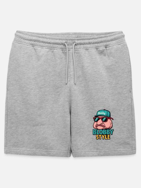 Blobby Style Cartoon Tee - Mens' Premium Organic Sweatshorts - heather grey