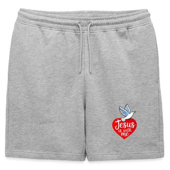 Jésus est avec moi taube - Short de survêtement homme premium - gris chiné - Devant - AI Model Male 178 light (178cm)