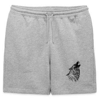 Tatouage tribal loup nordique - Short de survêtement homme premium - gris chiné - Devant - AI Model Male 178 light (178cm)