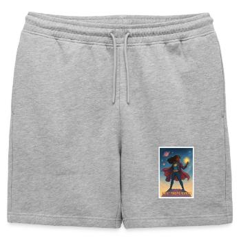Best Mom Ever Superhero Poster - Mens' Premium Organic Sweatshorts - heather grey - Front - AI Model Male 178 light (178cm)