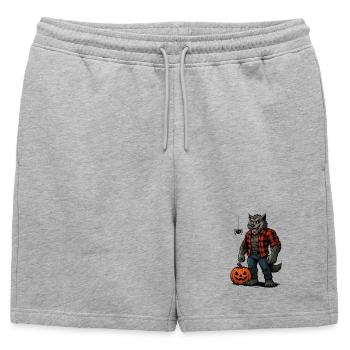 Loup-garou d’Halloween avec citrouille et araignée - Short de survêtement homme premium - gris chiné - Devant - AI Model Male 178 light (178cm)