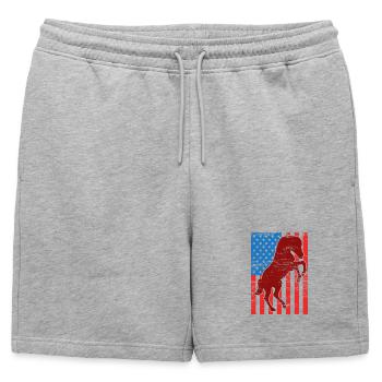 Chevauchement du drapeau américain - Short de survêtement homme premium - gris chiné - Devant - AI Model Male 178 light (178cm)