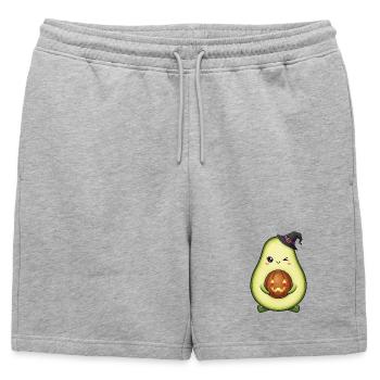 Drôle d’Halloween avocat sorcière balai de sorcière dessin animé - Short de survêtement homme premium - gris chiné - Devant - AI Model Male 178 light (178cm)