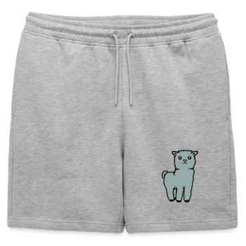Mignon Alpaga Lama Animal Doux Moelleux Bande Dessinée - Short de survêtement homme premium - gris chiné - Devant - AI Model Male 178 light (178cm)