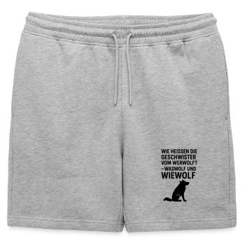 Drôle de loup-garou : Enfants à l’école primaire - Short de survêtement homme premium - gris chiné - Devant - AI Model Male 178 light (178cm)