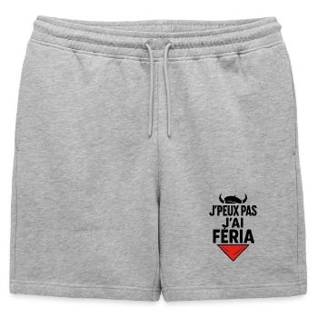 I can't I feria - Mens' Premium Organic Sweatshorts - heather grey - Front - AI Model Male 178 light (178cm)