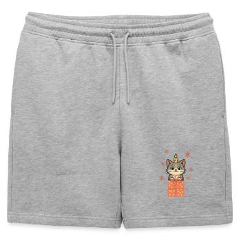 Chat Chat Domestique, Nez en poil de chat, Noël - Short de survêtement homme premium - gris chiné - Devant - AI Model Male 178 light (178cm)