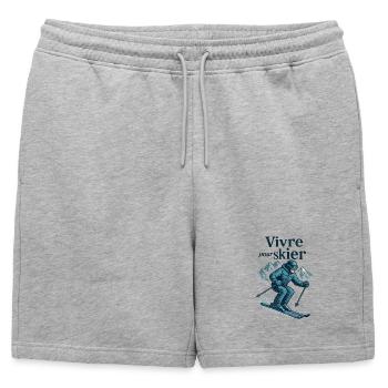 Vivre pour skier, skier pour vivre - Short de survêtement homme premium - gris chiné - Devant - AI Model Male 178 light (178cm)