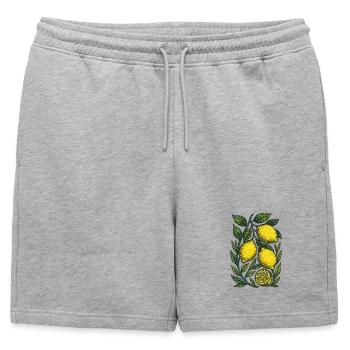 Estampe botanique Lemon Branch - Short de survêtement homme premium - gris chiné - Devant - AI Model Male 178 light (178cm)