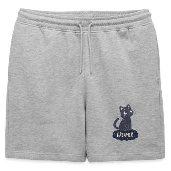 Chat rêveur nuit étoilée - Short de survêtement homme premium - gris chiné - Devant - AI Model Male 178 light (178cm)