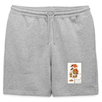 Maison colombages Alsacienne plan architecte  - Short de survêtement homme premium - gris chiné - Devant - AI Model Male 178 light (178cm)