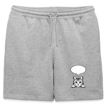 Scottish Straigh Cat Speech Bubble - Mens' Premium Organic Sweatshorts - heather grey - Front - AI Model Male 178 light (178cm)