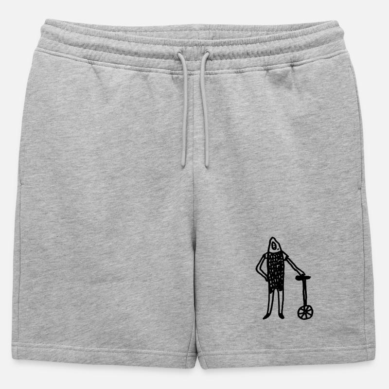 Ritter_mit_Einrad - Männer Premium Organic Sweatshorts - Grau meliert