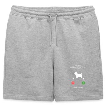 Westie appelle le drôle de West Highland Terrier - Short de survêtement homme premium - gris chiné - Devant - AI Model Male 178 light (178cm)