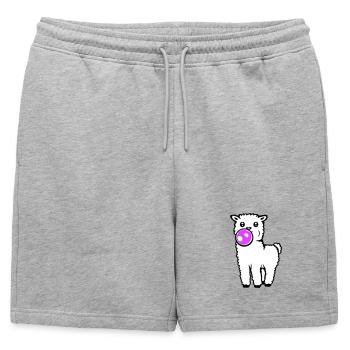 Lama Chewing-gum Debout Corps entier Devant mignon Cool - Short de survêtement homme premium - gris chiné - Devant - AI Model Male 178 light (178cm)