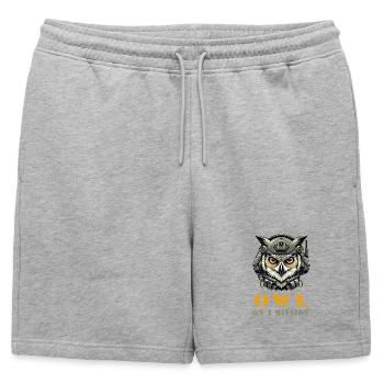 Hibou en mission - Short de survêtement homme premium - gris chiné - Devant - AI Model Male 178 light (178cm)