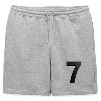 Minimaliste Numéro Sept - Short de survêtement homme premium - gris chiné - Devant - AI Model Male 178 light (178cm)