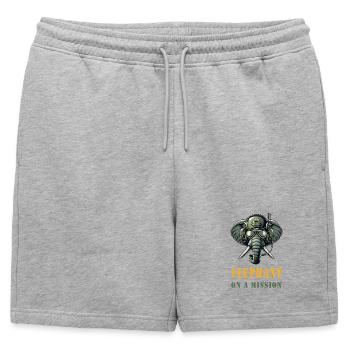 Éléphant en mission - Short de survêtement homme premium - gris chiné - Devant - AI Model Male 178 light (178cm)