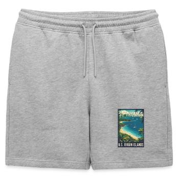 Art de voyage vintage tropical St. Thomas - Short de survêtement homme premium - gris chiné - Devant - AI Model Male 178 light (178cm)