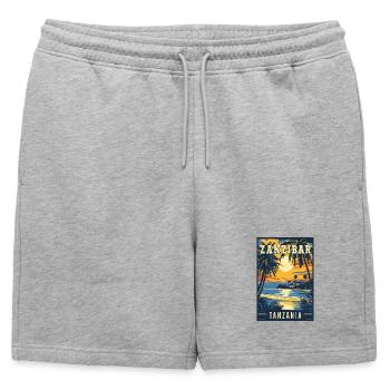 Explorez le Zanzibar tropical en Tanzanie - Short de survêtement homme premium - gris chiné - Devant - AI Model Male 178 light (178cm)