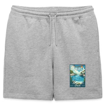 Découvrez la sérénité à Minorque - Espagne - Short de survêtement homme premium - gris chiné - Devant - AI Model Male 178 light (178cm)