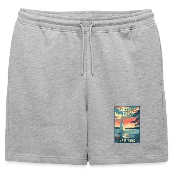 Explorez le lac Saratoga dans l’État de New York - Short de survêtement homme premium - gris chiné - Devant - AI Model Male 178 light (178cm)