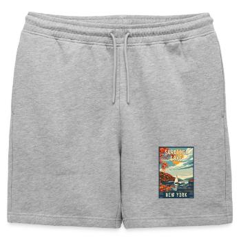 Découvrez le lac Saratoga dans l’État de New York - Short de survêtement homme premium - gris chiné - Devant - AI Model Male 178 light (178cm)