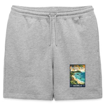 Explore Byron Bay in Australia - Coastal Bliss - Mens' Premium Organic Sweatshorts - heather grey - Front - AI Model Male 178 light (178cm)