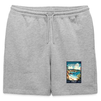 Découvrez le paradis côtier de la Sardaigne en Italie - Short de survêtement homme premium - gris chiné - Devant - AI Model Male 178 light (178cm)
