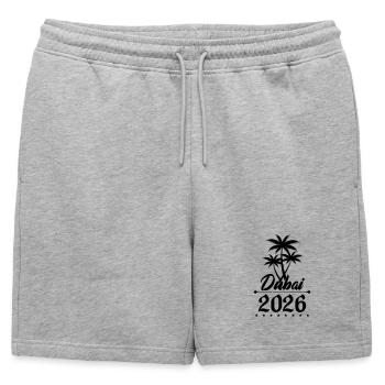 Dubaï 2026 - Short de survêtement homme premium - gris chiné - Devant - AI Model Male 178 light (178cm)