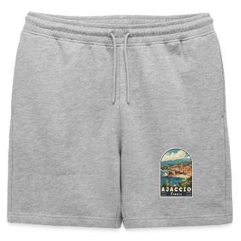 Découvrez Ajaccio en France Paradis méditerranéen - Short de survêtement homme premium - gris chiné - Devant - AI Model Male 178 light (178cm)