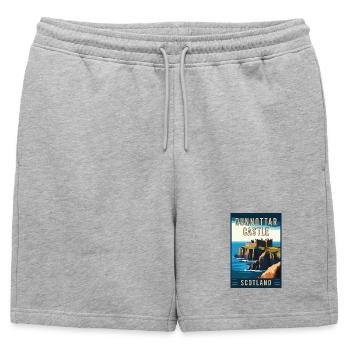 Découvrez le château mystique de Dunnottar en Écosse - Short de survêtement homme premium - gris chiné - Devant - AI Model Male 178 light (178cm)