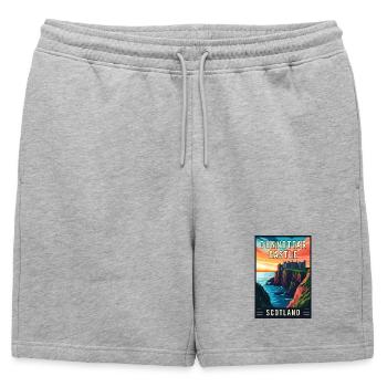 Découvrez le château de Mystic Dunnottar en Écosse - Short de survêtement homme premium - gris chiné - Devant - AI Model Male 178 light (178cm)