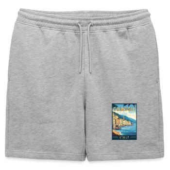 Experience Charming Camogli in Italy - Mens' Premium Organic Sweatshorts - heather grey - Front - AI Model Male 178 light (178cm)