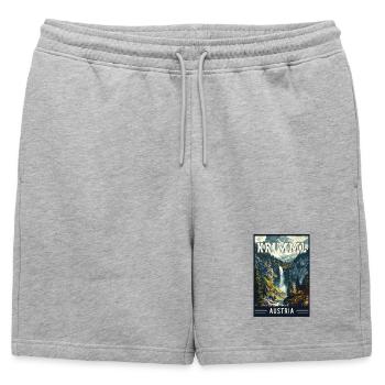 Découvrez la majestueuse cascade de Krimml en Autriche - Short de survêtement homme premium - gris chiné - Devant - AI Model Male 178 light (178cm)