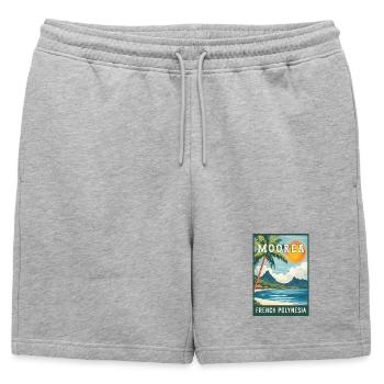Explorez les Moorea tropicaux en Polynésie française - Short de survêtement homme premium - gris chiné - Devant - AI Model Male 178 light (178cm)