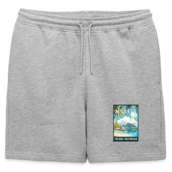Découvrez la Mooréa tropicale en Polynésie française - Short de survêtement homme premium - gris chiné - Devant - AI Model Male 178 light (178cm)