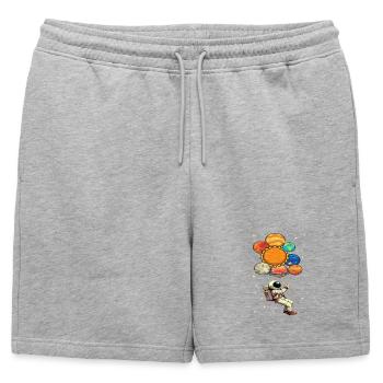 Astronaut With Planet Balloons Outer Space - Mens' Premium Organic Sweatshorts - heather grey - Front - AI Model Male 178 light (178cm)