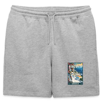 Explore Timeless Beauty of Rhodes in Greece - Mens' Premium Organic Sweatshorts - heather grey - Front - AI Model Male 178 light (178cm)