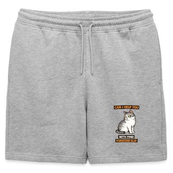 Moody Cat Help Find Someone Else - Mens' Premium Organic Sweatshorts - heather grey - Front - AI Model Male 178 light (178cm)