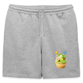 Cupcake de printemps avec des fleurs - Short de survêtement homme premium - gris chiné - Devant - AI Model Male 178 light (178cm)