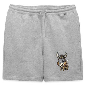 Âne Cyborg Steampunk Haut-de-forme Vapeur - Short de survêtement homme premium - gris chiné - Devant - AI Model Male 178 light (178cm)